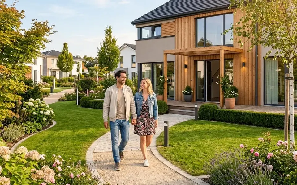 Fertighaus Musterhaus: Paar besucht ein modernes Ausstellungshaus im Musterhauspark – Besichtigung vorbereiten 2026 Fertighaus Musterhaus: Paar besucht ein modernes Ausstellungshaus im Musterhauspark – Besichtigung vorbereiten 2026